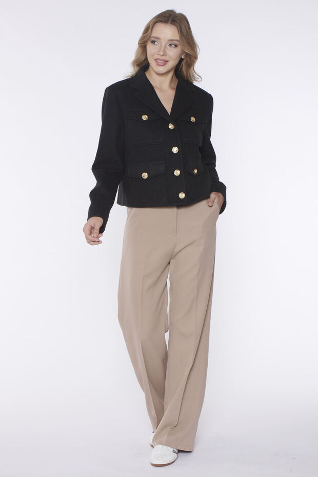 Black Pocket Detailed Buttoned Jacket - 2