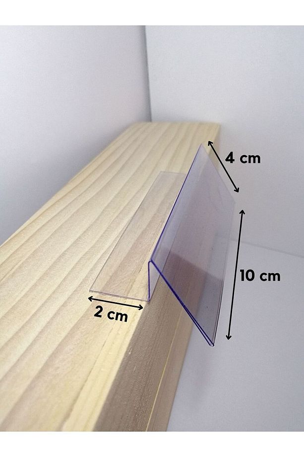 10 Adet Pvc Etiketlik 10x4 Cm Arkaya Yatık Yapışkanlı Raf Önü Siperlikli, Raf Vitrin Etiketi - 2
