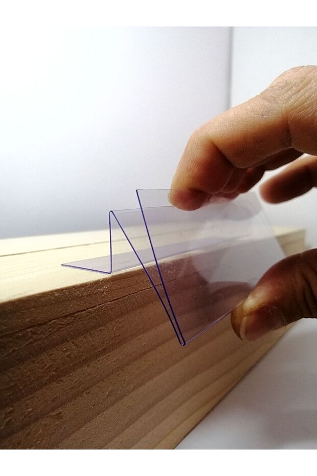 10 Adet Pvc Etiketlik 10x4 Cm Arkaya Yatık Yapışkanlı Raf Önü Siperlikli, Raf Vitrin Etiketi - 5