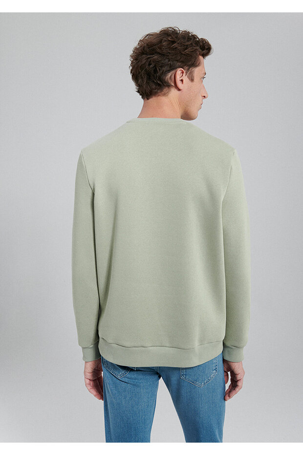 Crew Neck Green Basic Sweatshirt0610060-85873 - 6