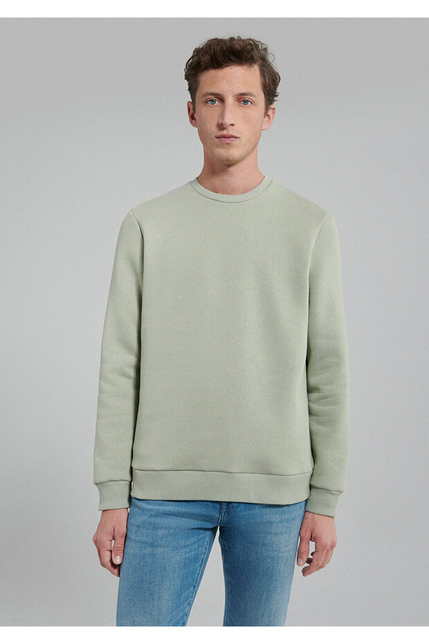 Crew Neck Green Basic Sweatshirt0610060-85873 - 5