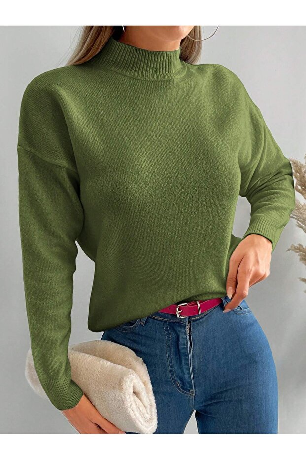 WOMEN'S HALF FISHER KNIT SWEATER
