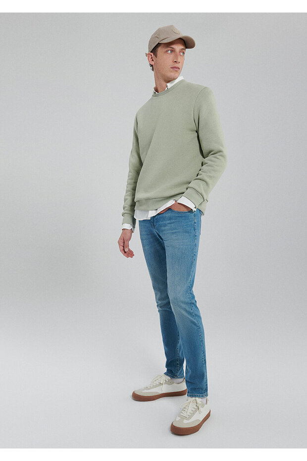 Crew Neck Green Basic Sweatshirt0610060-85873 - 4