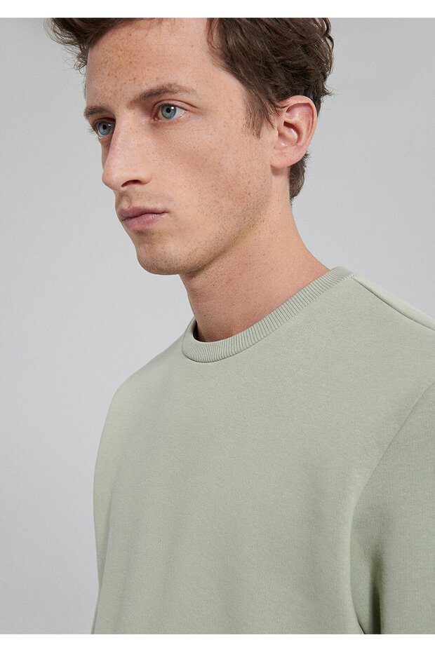 Crew Neck Green Basic Sweatshirt0610060-85873 - 7