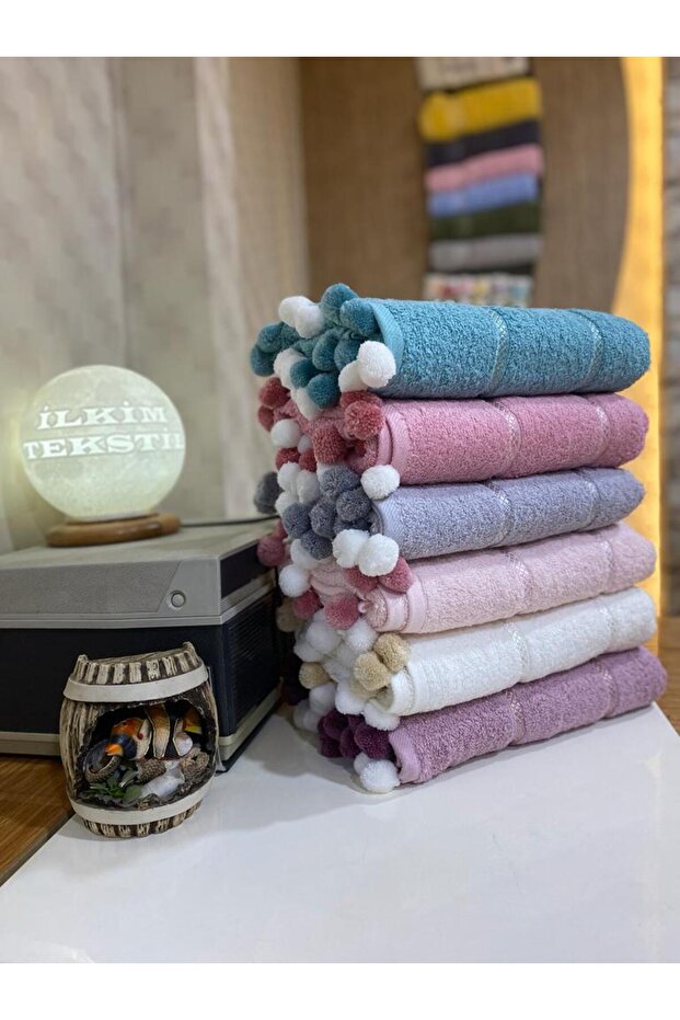 6-Piece Pompom Hand Towel