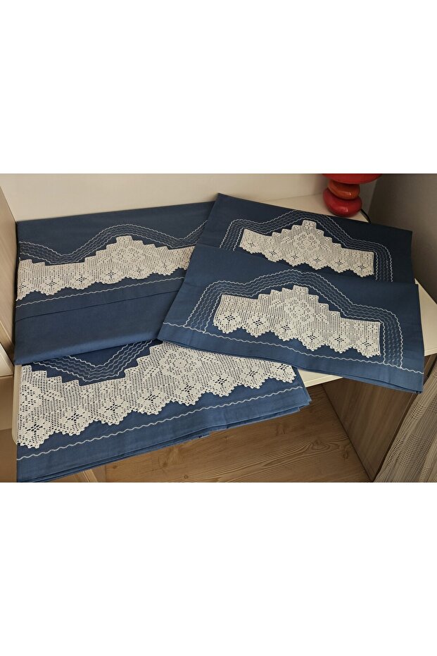Handcrafted Lace Ribbed and Piccolo Duvet Cover Set