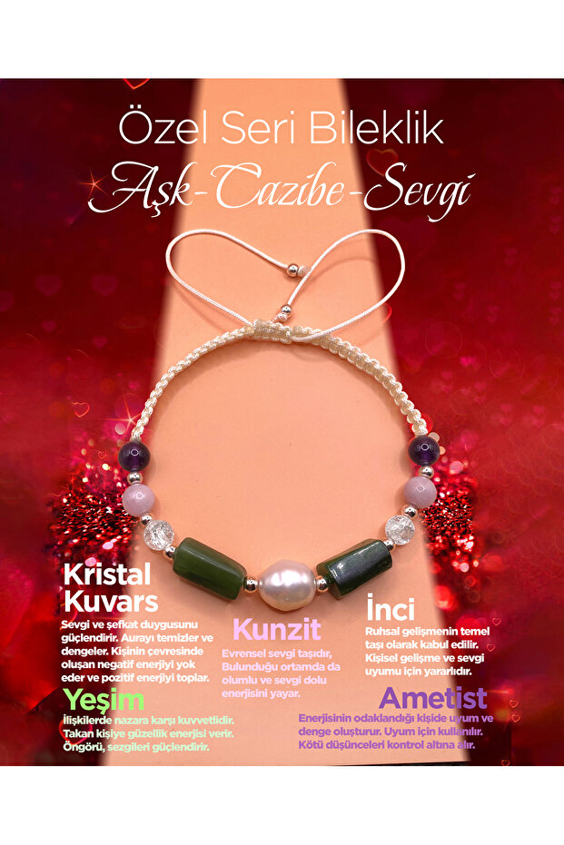 Custom Design Women's Bracelet Charm-love-love Pearl-Crystal Quartz-Jade-Amethyst-Kunzit