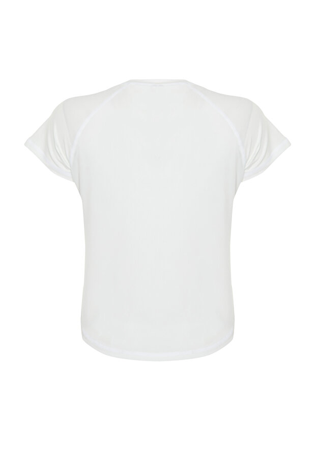 Beyaz Reflektör Baskı Detaylı Örme Spor T-Shirt THMSS24TS00002 - 8
