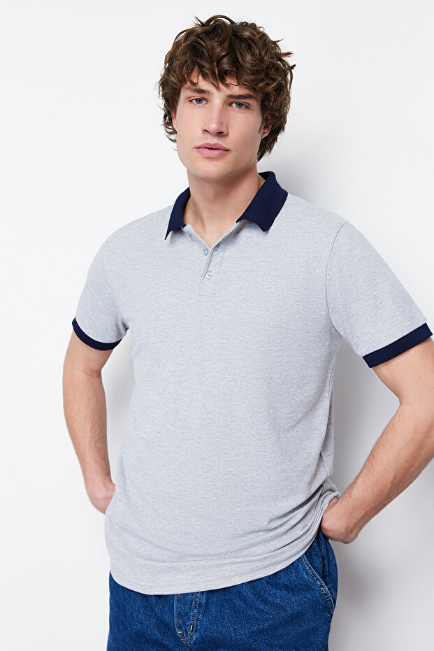 Gri Regular/Normal Kesim Kısa Kollu Polo Yaka T-shirt TMNSS20PO0141 - 4