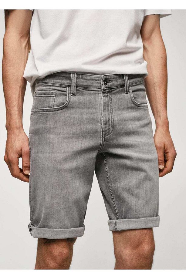 Slim fit kot bermuda şort - 8