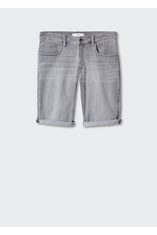 Slim fit kot bermuda şort - 3