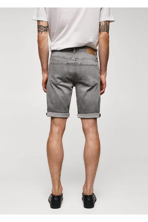 Slim fit kot bermuda şort - 4