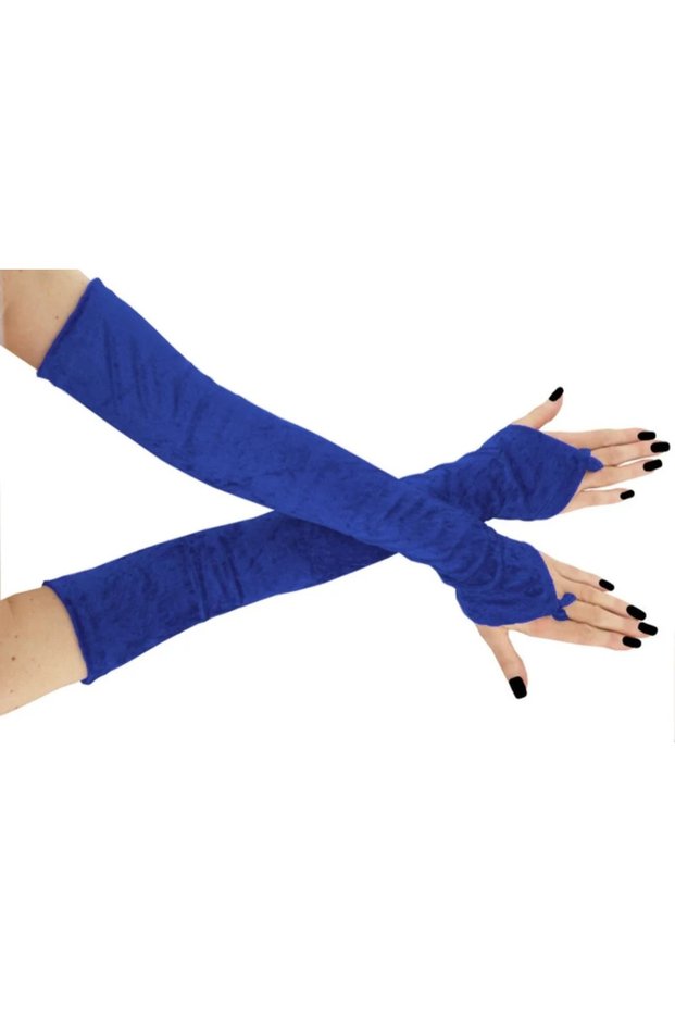 Lina velvet bridal sleeves long flower pot blue