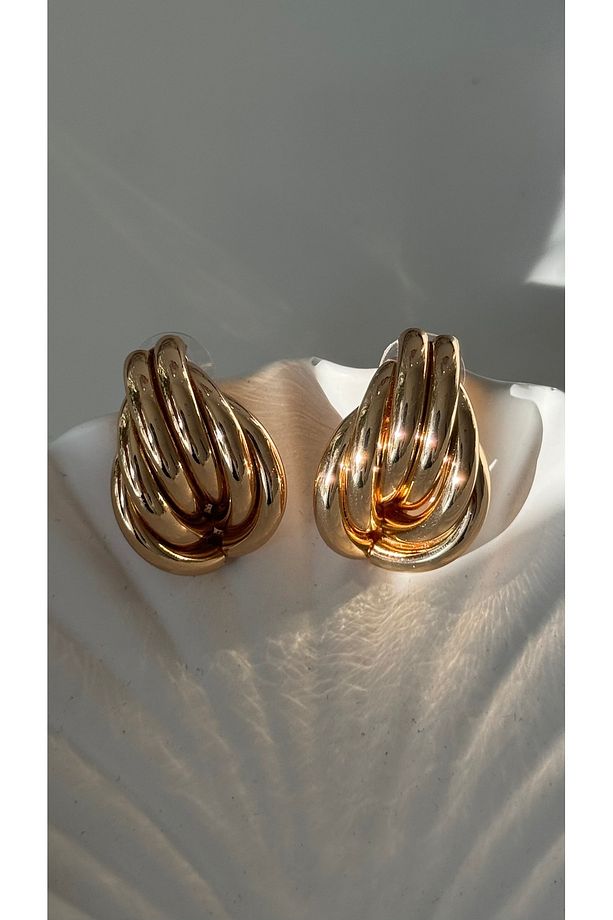 Gold Bombeli Sarmal Küpe - 1