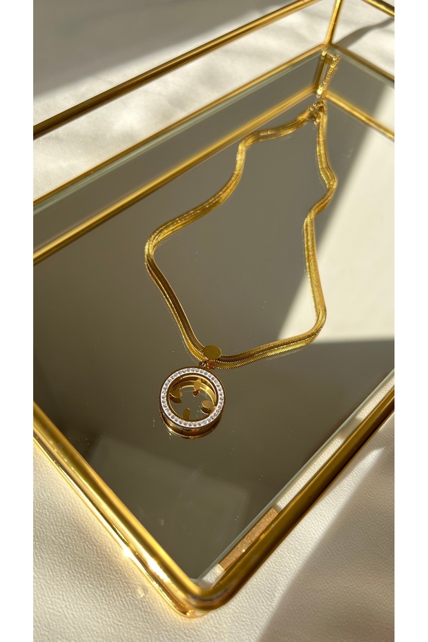 Çeyrek Yerleştirmeli Çelik Kolye - 1