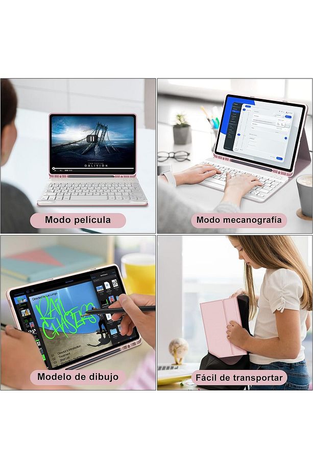 Galaxy Tab S6 Lite 10.4 SM-P610/P615 için Çıkarılabilir Bluetooth Klavyeli Klavye Kılıfı - 5