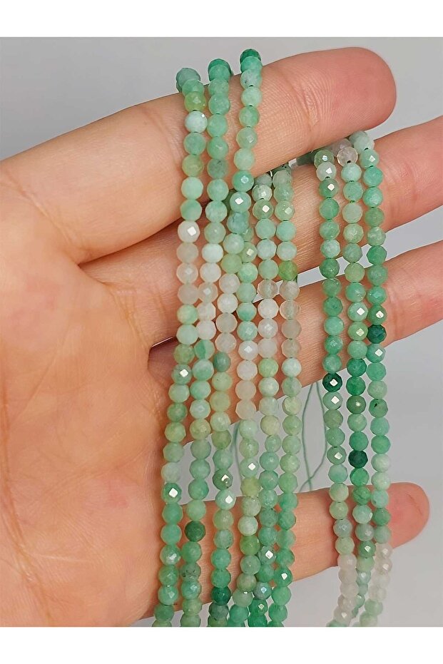Bracelet Boy Emerald Gemstone Faceted Cut 3mm Strand (45910) Half Strand (17cm Long)