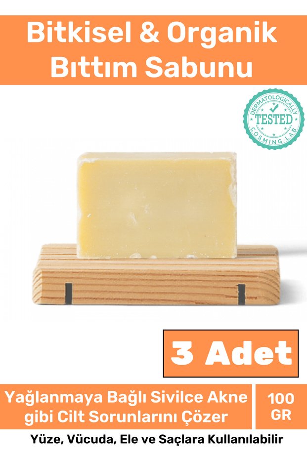 Special 100% Natural Herbal Organic Bıttım Soap for Scented Hair 100 Gr x 3 Pieces