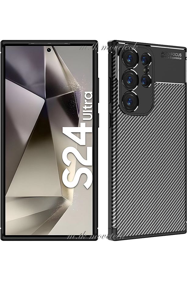 Samsung Galaxy S24 Ultra Kılıf Kamera Korumalı Karbon Desenli Ince Silikon Doku Zırh Armor Kapak - 1