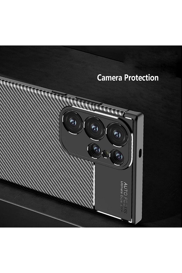 Samsung Galaxy S24 Ultra Kılıf Kamera Korumalı Karbon Desenli Ince Silikon Doku Zırh Armor Kapak - 4