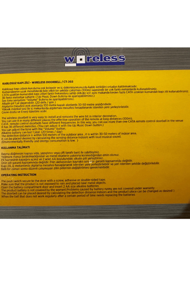 Ct-203 Kablosuz Kapı Zili - 3