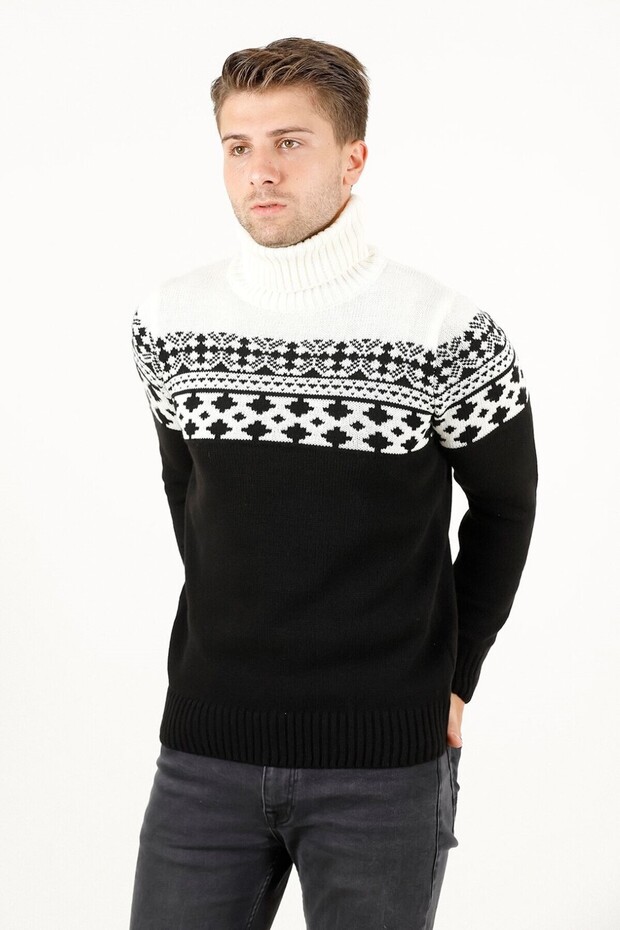 60900 Turtleneck Jacquard Knitwear Sweater