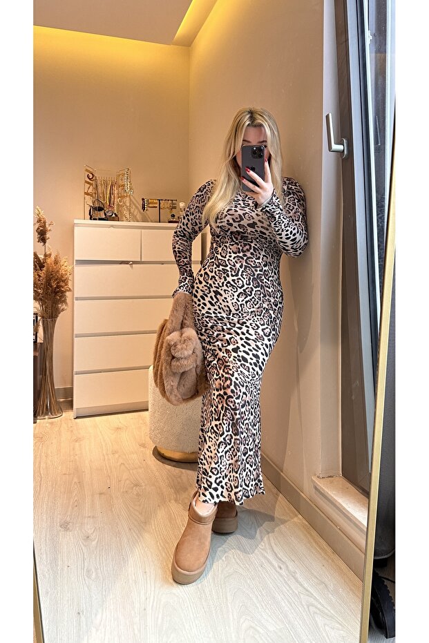 Selen Leopar Elbise - 4