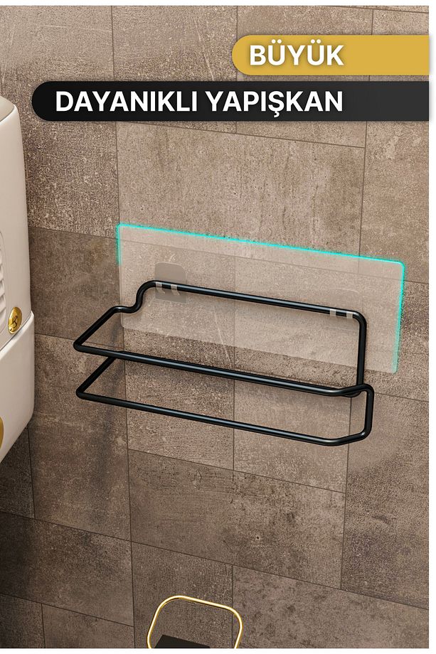 Tuvalet Kağıtlığı Yapışkanlı Wc Kağıdı Peçetelik Tuvalet Kağıdı Organizeri Banyo Düzenleyici Lüks - 7