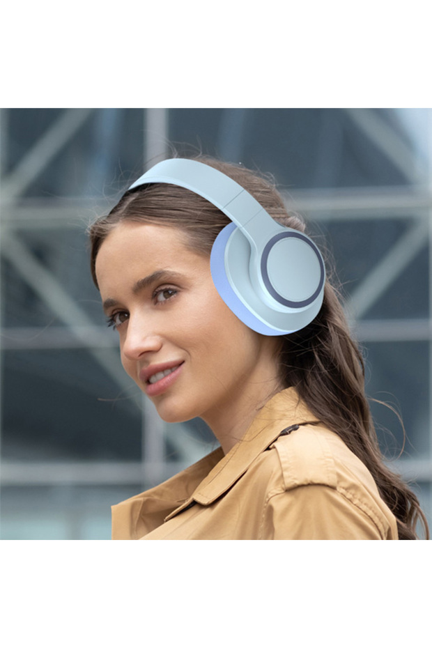 P2962 Kulaküstü Kablosuz Bluetooth Kulaklık MAVİ - 4