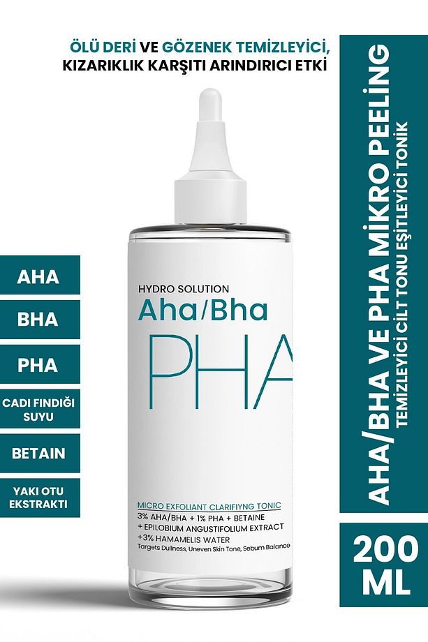 Hydro Solution Aha/bha Ve Pha Mikro Peeling Temizleyici Cilt Tonu Eşitleyici Tonik 200 ml - 1