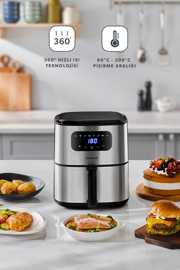 Airfrday 2503h 8 Farklı Program Dokunmatik Ekran 4,2 Litre Smart Airfryer (Wİ-Fİ İLE KONTROL) - 4