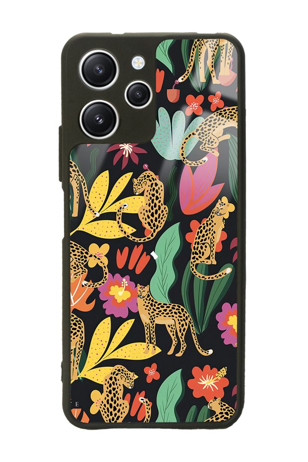 Xiaomi Redmi 12 Glossy Phone Case with Floral Cats Design