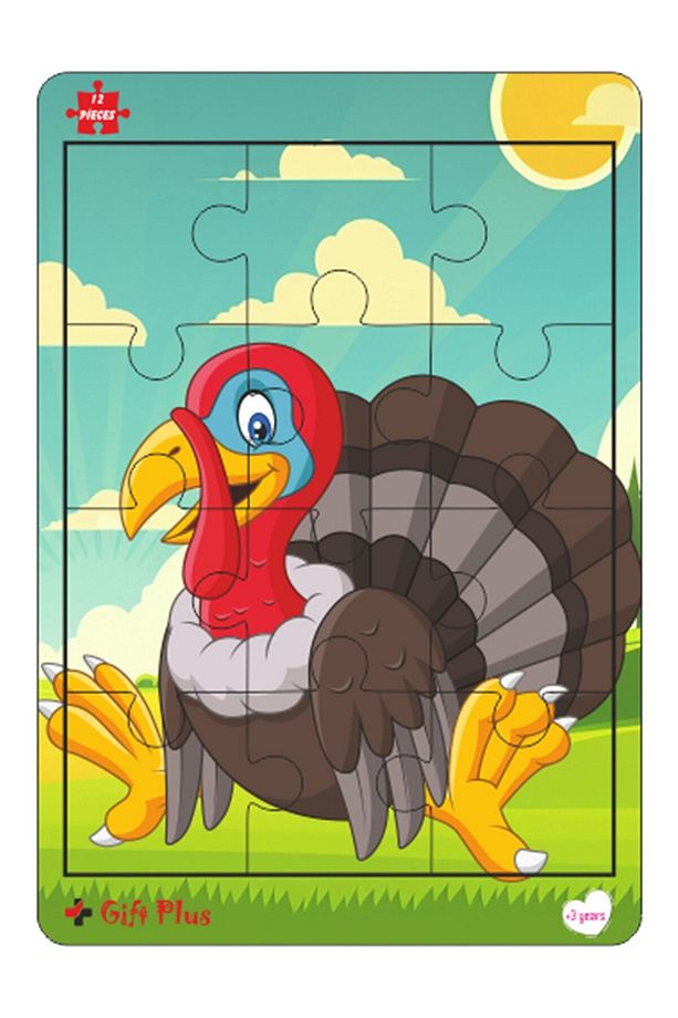 Ahşap Puzzle 6'lı Set Hayvalar Eğitici Yapboz Puzzle Set 4 (12 parça) - 2