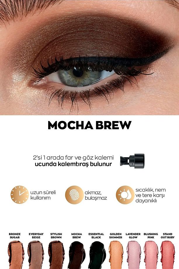 Power Stay Shadow Stick Kalem Far - Mocha Brew 2'li + Lovider Cep Aynası Hediye - 2