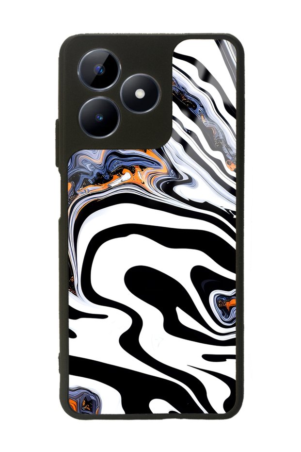 Oppo Realme C53 Glossy Phone Case with White Marble Design