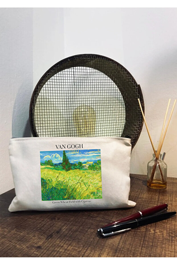 Van Gogh Green Wheat Field With Cypress Printed Makeup Bag, Pen Holder