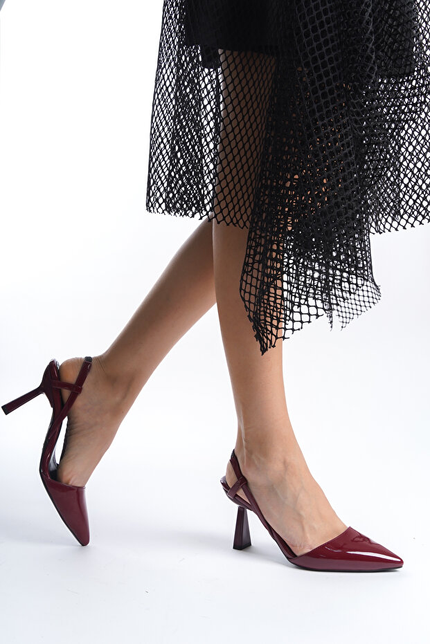 Claret Red Patent Leather Heeled STILETTO SHOES