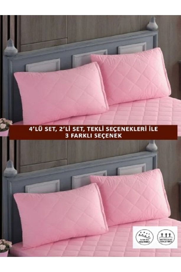 1 Adet %100 Pamuk Kapitone Fermuarlı Sıvı Geçirmez Renkli Yastık Alezi Yastık Koruyucu - 3