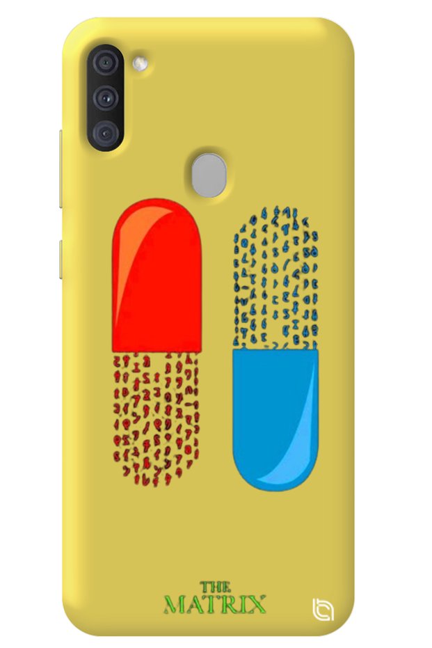 Samsung A11 Yellow Premium Velvet Inside the Matrix Pill Patterned Silicone Phone Case