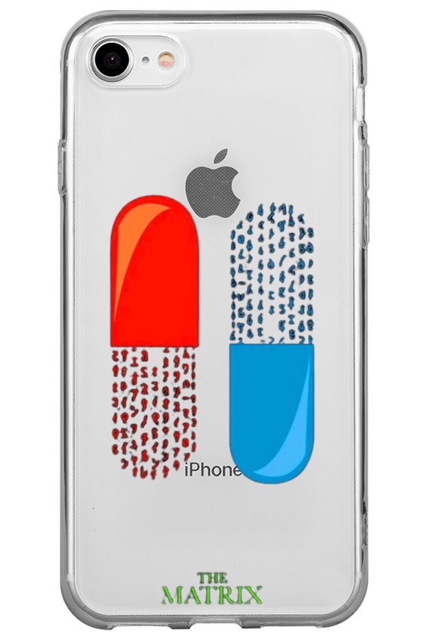 iPhone 8 the Matrix Pill Pattern Patterned Transparent Silicone Phone Case