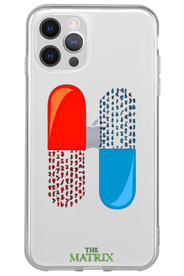 iPhone 15 Pro the Matrix Pill Patterned Silicone Transparent Phone Case