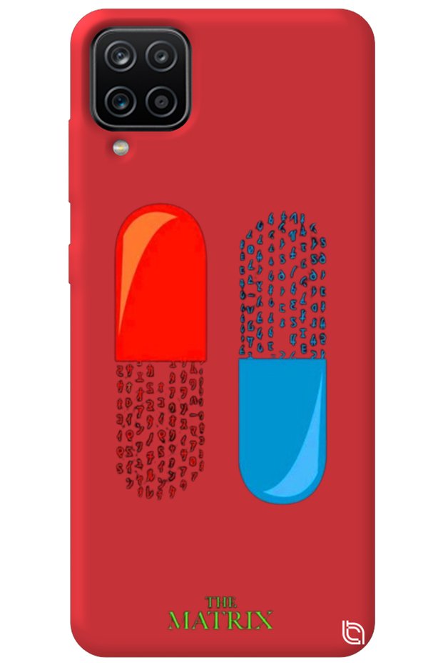 Samsung M12 Red Premium Velvet Inside the Matrix Pill Patterned Silicone Phone Case