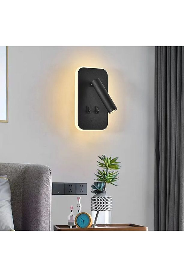 13 W Led Tuvalu Yatak Başı Aplik - Gün Işığı (3000K) - Siyah - CT-5253S - 2