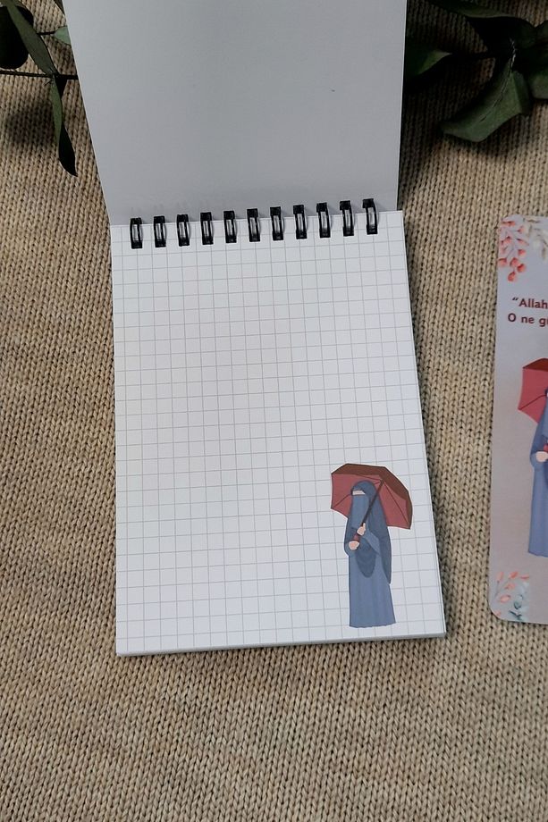Rahmet Yağmuru Hicabi / A-6 Tel Spiralli Kareli Not Defteri Notepad . Memo Pad, Bloknot , Ramazan - 3