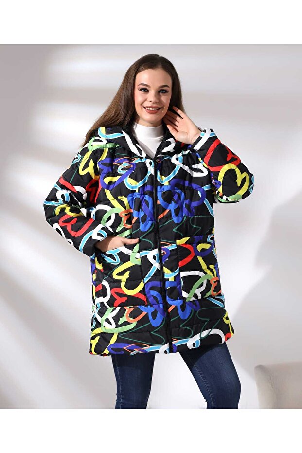 long patterned quilted coat - 1