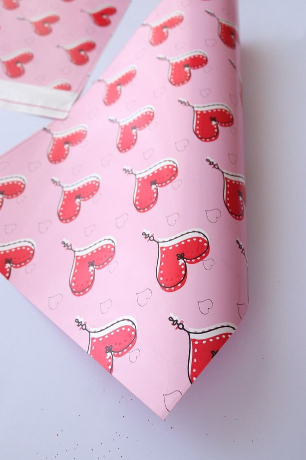 Kendinden Yapışkanlı/bantlı Hediye Paketi, Kırmızı Kalp Yapışkanlı Poşet 5 Adet (25*35 Cm) - 4