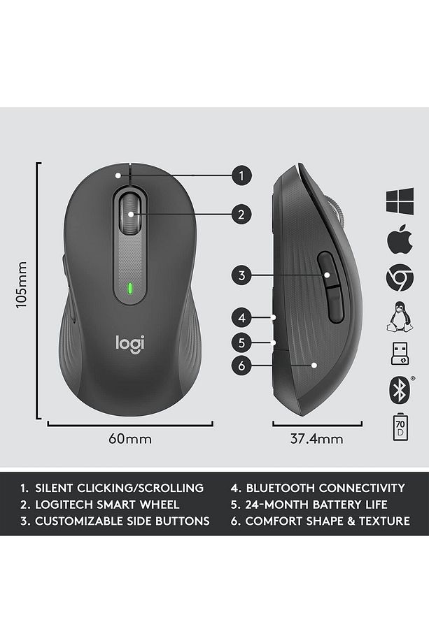Signature MK650 Multi-Device Bolt Alıcılı Bluetooth Kablosuz Klavye ve Mouse Seti Türkçe Q - Siyah - 2