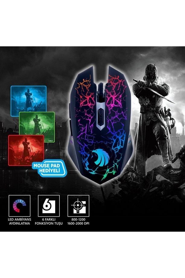 Pgm02 Gaming Mouse + Mouse Pad Kırmızı - 5