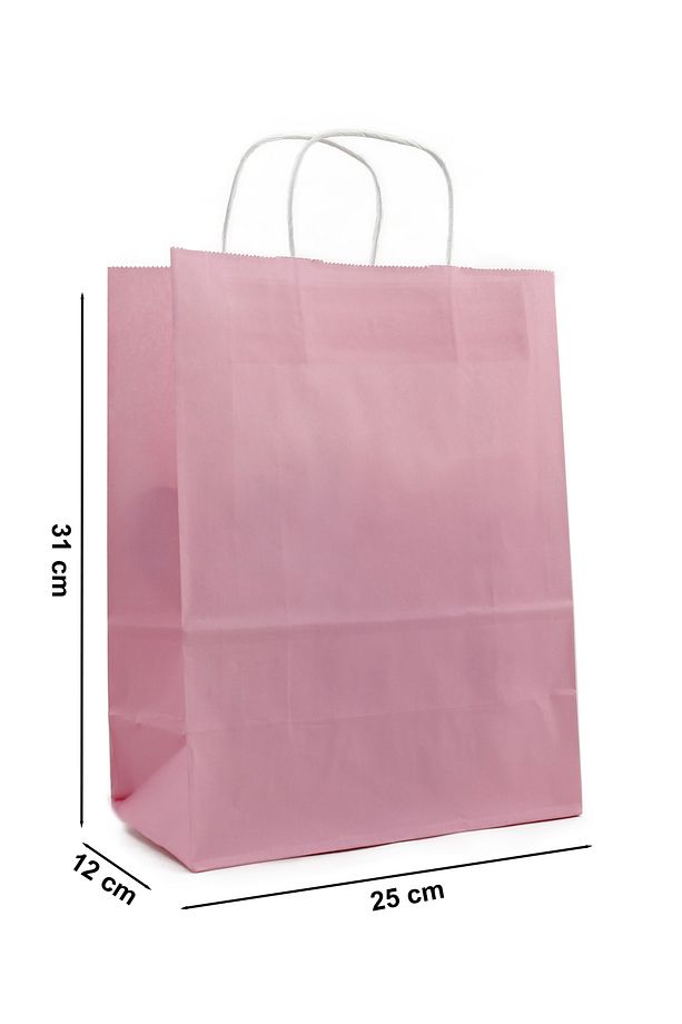 25 x 31 cm Pembe Kağıt Çanta 2 Adet , Hediye Poşeti - 3