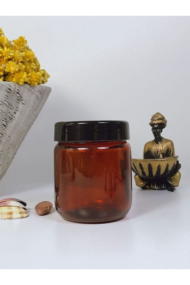 Amber Kapaklı Yuvarlak Cam Kavanoz 210 ml - 1
